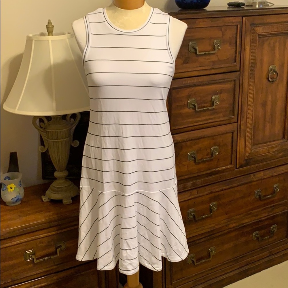 Banana Republic White Dress with Blue Stripes